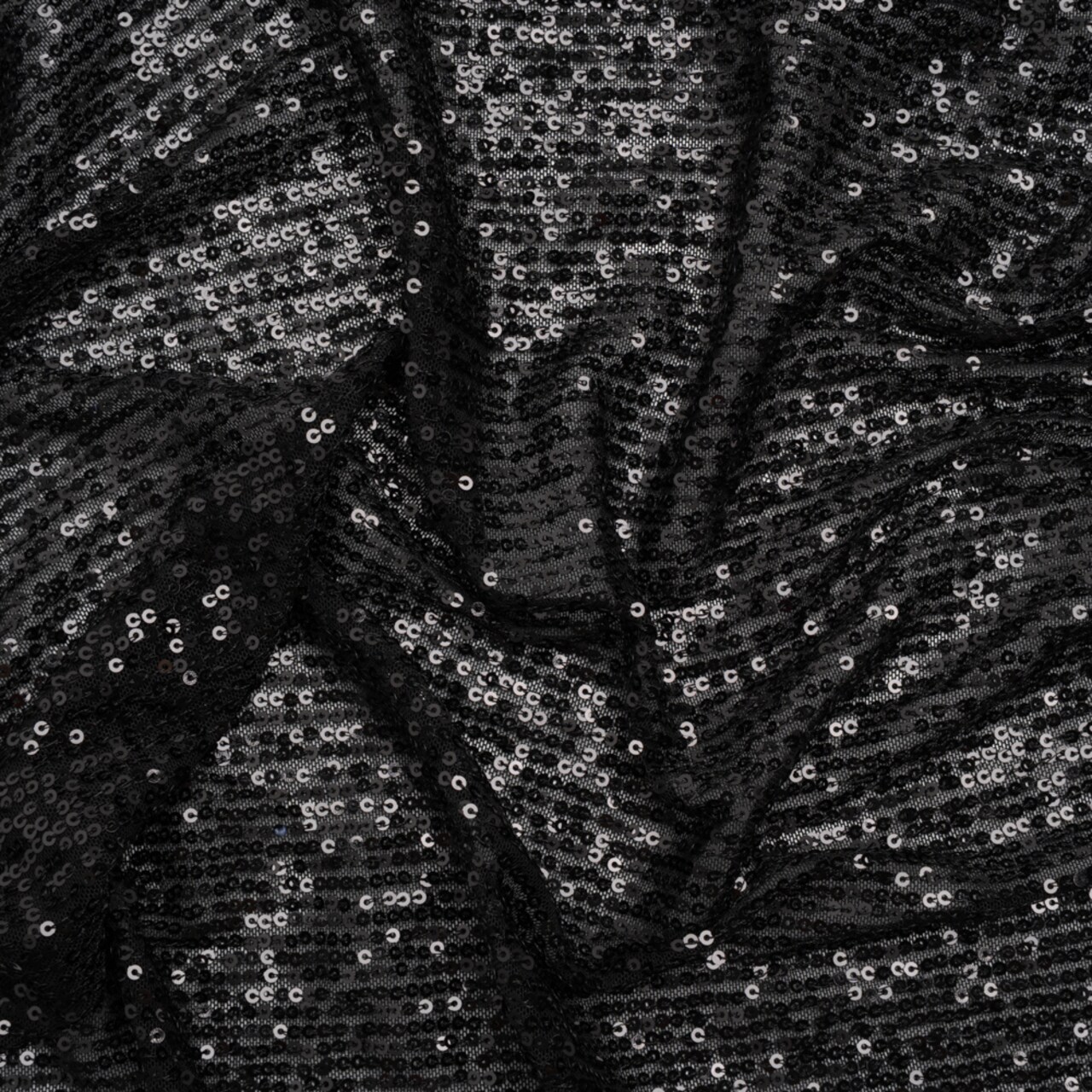 1 Yard Black Stretch Polyester Mesh Fabric Baby Sequins Stripes 49 inch Width